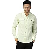 Thomas Scott Men's | Solid | Full Sleeve | Regular Fit | 100% Cotton | Double Flap Pocket | Spread Collar | Casual Shirt