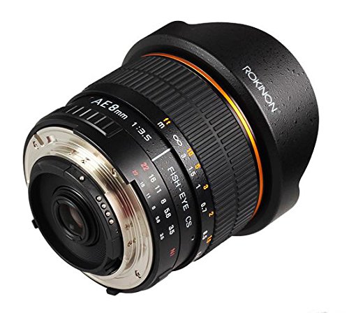 Rokinon 8mm Ultra Wide F/3.5 Fisheye Lens with Auto Aperture and Auto Exposure Chip for Nikon AE8M-N