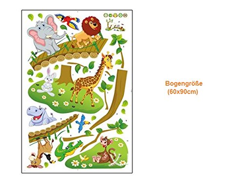 HALLOBO® XXL Wandsticker Wandtattoo Kinderzimmer Wald Tierbrücke Tier Brücke Baum Elefant Giraffe Eulen Ameise Wandaufkleber Wall Sticker Kinder Kind Junge Mädchen Baby Babyzimmer - 4