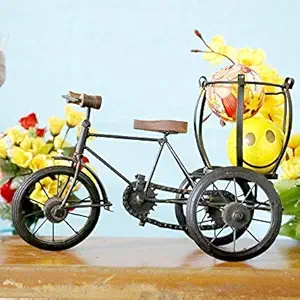 Craftatoz Wooden Antique Classic Retro and Wrought Iron Model Miniature Bicycle Bottle Holder Figurine/Cycle/Rickshaw Showpiece|Table/Home/Office d