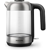 Philips Series 5000 Glass Kettle - 1.7L, Fast Boiling, Stainless Steel Element, Lime Filter, 360&deg; Wireless Base, Exit