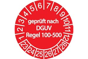 SCHILDERKRÖTEN 50 x Prüfplakette / Sicherheitsplakette 30 mm Durchmesser (Geprüft nach DGUV Regel 100-500 rot)