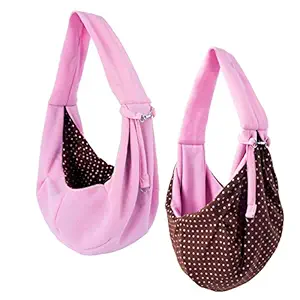 iPrimio Dog and Cat Sling Carrier ? Hands Free Reversible Pet Papoose Pink Bag - Soft Pouch and Tote Design ? Suitable for Puppy, Small Dogs, and Cats for Outdoor Travel