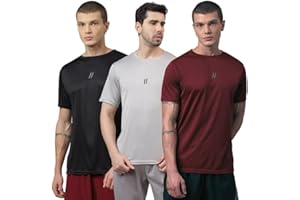 ATICX Slim Fit Polyester Sports T-Shirt for Men - Round Neck Quick Dry Fit Half Sleeve Breathable Stylish Gym & Workout Tee -