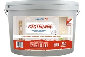 Farbklecks24 Meisterweiß (versch. Größen) Wandfarbe, weiss (10L), hohe Deckkraft