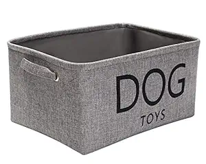 Pethiy Canvas Dog Toy Basket Basket for Dogs Toy Storage - 40cms (16in) x 30cms (12in) x 20cms (8in) -Gray