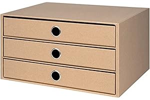 Rössler Papier 1524452623 - S.O.H.O. Boîte à 3 tiroirs pour DIN A4, avec trou de poignée, Kraft, 343 x 250 x 185 mm, 1 pièce