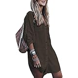 Bsubseach Damen Loose Long Sleeve Swimsuit Cover Ups Button Down Beach Shirt