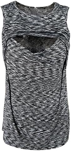 Women Breastfeeding Tee Shirt Striped Sleeveless Nursing Maternity Clothes