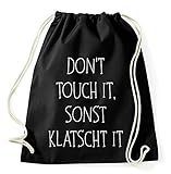 Top 10 Sprüche & Designs auswählbar / Sambosa Turnbeutel mit Spruch / Beutel: Schwarz / Rucksack / Jutebeutel / Sportbeutel / Hipster , Bag:Klatschtit