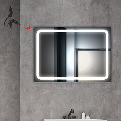 Badezimmerspiegel mit LED, Bochum 50x70cm, waagerecht und senkrecht zu montieren, Badspiegel mit Licht, Energieklasse A+ - 4