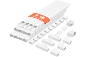 shinfly 4,8 m Canaleta Cables Pared Adhesivo, Calha para Cabos, Canaleta Cables, Cubre Cables Pared para Todos los Cables de Alimentación en el Hogar o en la Oficina - Blanco 30 mm x 15 mm