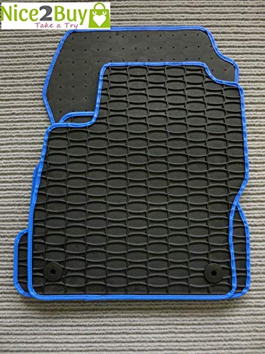 Preisvergleich Produktbild Hexagon Gummi-Fussmatten Automatten fahrzeugspezifisch mit Blauer Ledereinfassung