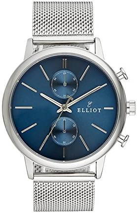 Elliot Silver Stainless Steel Case With Milanese Chain Strap Watch (Blue Dial)