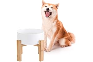HCHLQLZ Ciotole Rialzate per Cani Grandi - Ciotola Ceramica Cane con Supporto in Bambù - Rialzo Ciotole Cane Taglia Grande - Porta Ciotole per Cani Rialzato - Scodella Cane Rialzata per Cibo et Acqua - 1800ml
