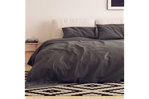 Emma Essentials Mikrofaser Bettwäsche mit 1 Bettbezug 135x200 cm und 1 Kissenbezug 80x80 cm, 2-teilig, Anthrazit