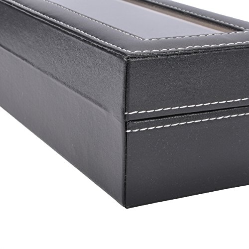 HooAMI Uhrenkoffer Uhrenbox Uhrenkasten Schaukästen Leder Für 6 Uhren mit Schnalle - 6