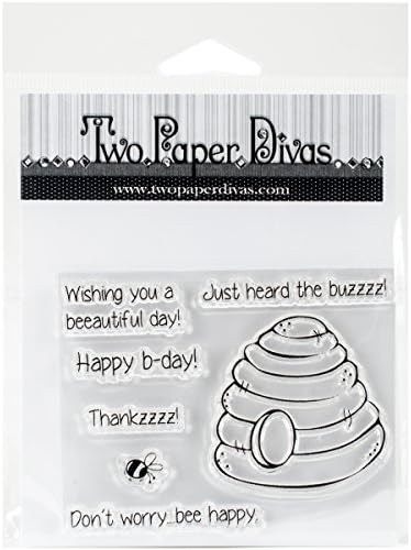 Two Paper Divas Rubber Clear Stamps 6-inch x 4.5-inch, Bee Happy