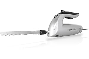 Orbegozo CU 3800 Couteau électrique, 150 W, couteau à double lame dentelée en inox, interrupteur de sécurité, lame de couteau pour produits surgelés
