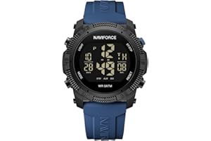 Naviforce Orologio digitale sportivo impermeabile da uomo con cronometro, allarme, cinturino in gomma, orologio da polso per donna