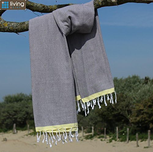 Serengeti Hammam Towel - 100% Cotton – Prewashed – super soft – direct use – Hammam towel – Bath towel – Backpacker – Beachtowel – Saunatowel – Babytowel – Turkish Towel – Pestemal – Fouta (Grey/Buttercup Yellow)