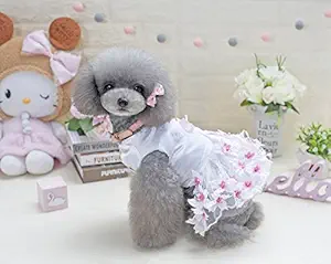Emily Pets Dog Pet Flower Print Dress Adorable Tutu Dog Dresses Puppy Dog Princess Dress
