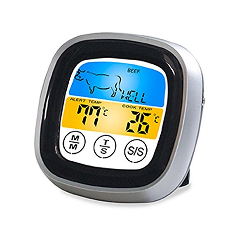 Preisvergleich Produktbild Grillthermometer Fleischthermometer Haushaltsthermometer Touchscreen Temperatur Voreinstellung Küchenwecker Sofortiges Auslesen Magnetisches Montagedesign für Küche Grill