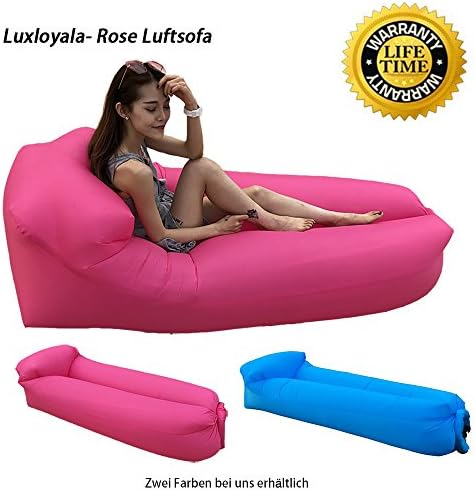 Luxloyala Inflatable Lounger, 2017 New PILLOW FEATURE, Air Lounger Hangout Bag Air Chair Lazy Lounger Air Hammock Inflatable Couch Lazy Bag Laybag,Hangout Sofa (Pink)