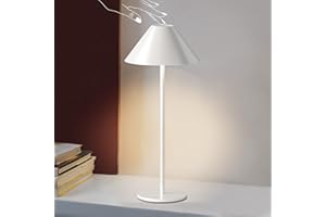 FUNTAPHANTA LED Rechargeable Cordless Table Lamp, IP54 Waterproof, Stepless Adjustable 1-100% Brightness, 3000K Dimmable Battery Operated Lamp, 4000mAh Certified Battery (White)