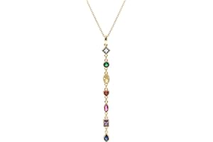 Bellitia Jewelry 925 Sterling Silver Multi Color Tassel Necklaces for Women, Color Stone Cubic Zirconia Necklace with Adjustable Chain
