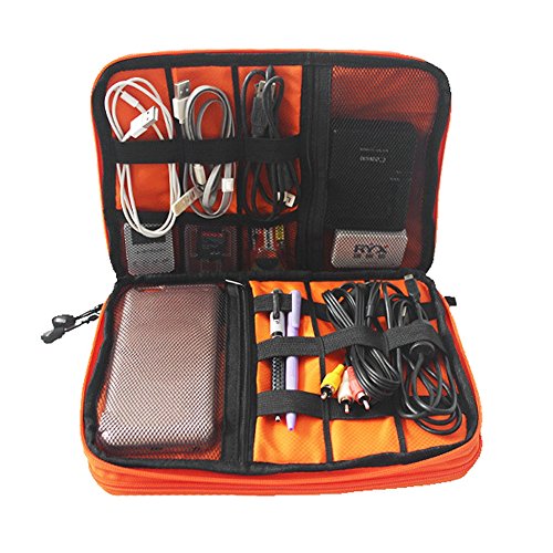 Zuoao Universal Organiser Tragbar Veranstalter Reise Tragen Fall Case Reisetasche Organisator Tasche mit Doppelschichte für Elektronikzubehör, iPad Mini,USB Kabel ,Speicherkarten (Blau Groß) - 7