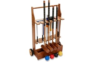 UBER GAMES Übergames Hochwertiges Komplettes Garten Krocket Set für 4 Pers. aus ECO Hartholz mit passendem Trolley