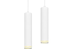 BOYIR Lampadario a Sospensione Moderno 30cm, Lampada a Sospensione con Portalampada GU10, Lampadario Cilindrico Bianco, Lampadari Regolabile in Altezza per Soggiorno, Camera da letto, Cucina, 2 Pezzi