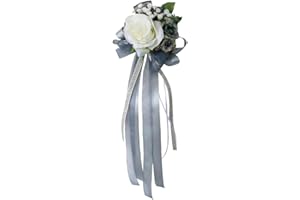 SHARPLACE non-brand Encaje de Flor de Seda para Casamiento Adorno de Coche - Gris-Plata, 32 x 12 x 10cm