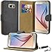 Price comparison product image Samsung Galaxy S6 Case, Premium Quality Leather Wallet Case Cover Comes with Galaxy S6 Screen Protector & Stylus Pen / Galaxy S6 Case