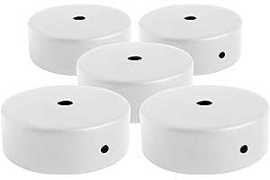 AMARCORDS - 5 Rosoni Lampadario in metallo, coprifili per lampada completo di accessori fermacavo viti e staffa da soffitto. Diametro 77mm altezza 26mm colore BIANCO