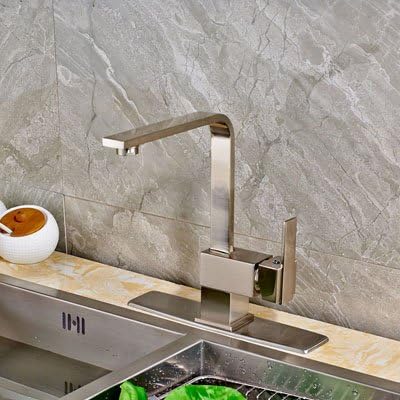CZOOR Big Promotion Best Quality Water Faucet with Hot Cold Water for Kitchen Brushed Nickel, with Square plate