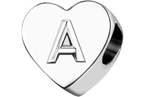 KunBead Jewelry Letter Charms Initial Alphabet Love Heart Beads for Charm Bracelets for Women
