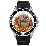 Timest - Hase - Motiv Uhr Unisex Erwachsene mit Silikonarmband in schwarz Rund Analog Quarz SE1390b