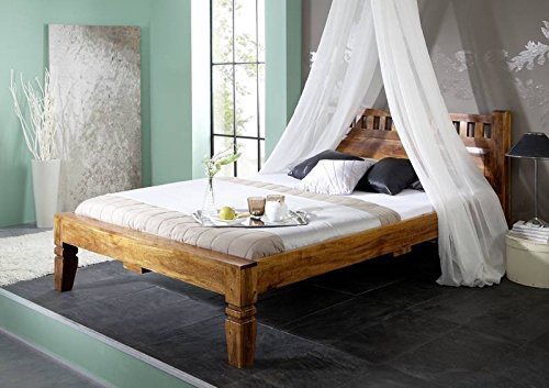 Kolonialmöbel Bett 160x200 honig Akazie Holz massiv OXFORD #222