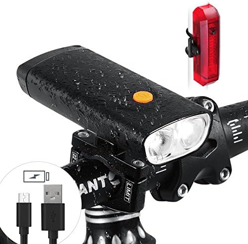 LED Bicycle Lights Portable Charger – 5000 Mah 1000 Lumens Super-bright Camping Flashlight/Underwater Cluster Lighting Flashlight Rechargeable Bicycle Headlight with USB Output Function Waterproof Bicycle Front Rear Light Set, suitable for all bikes