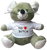 Peluche ratoncito Ratoncito de juguete de peluche con camiseta con estampado de \"Te quiereo\" Butch (nombre de pila/apellido/apodo)