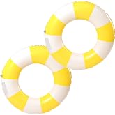 Striped Swimming Ring, 2 PCS Inflatable Swimming Ring, Vintage Striped Inflatable Float, for Summer Pools and Beach for Adult