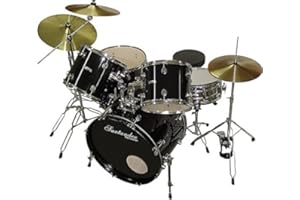 SANTANDER Schlagzeug Set 9-teilig + Ständer, Becken, Hocker, schwarz