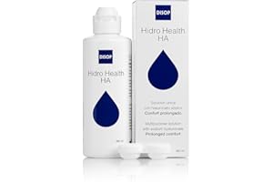 DISOP HIDRO HEALTH Hidro Health HA Solución Única con Ácido Hialurónico para todo Tipo de Lentes de Contacto Blandas con Portalentes Antimicrobiano (360 ml)