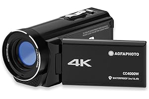 AGFAPHOTO AGFA Realimove CC4000W - wodoodporna kamera 4K, 3-calowy ekran dotykowy, 18-krotny zoom cyfrowy, wideo 2,7K, zdjęcie 24 MP, pilot zdalnego sterowania, wiele trybów nagrywania, bateria litowa - czarna