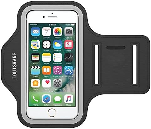 iPhone 6 6s Plus Armband, LOUISWARE Sport Armband for iPhone 6 / 6s Plus (5.5 inch) for Sports, Running, Jogging, Walking, Hiking, Workout and Exercise, Sweat-Free High-Quality Neoprene with Headphone and Key Slots and 2 Extra Cuttable Velcro Strips (Black)