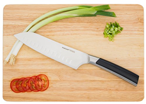 makami Master Santoku – extrascharfes massives Santokumesser mit Kullenschliff und Griff aus Edelstahl in edler Geschenkverpackung - 4