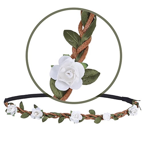 eBoot Blumen Stirnbänder Kranz Hochzeit Blumenkrone Haarband mit Elastischem Band für Frauen Mädchen, 5 Stücke - 4