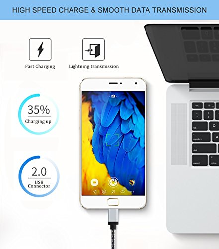C  ble Micro USB Quntis   C  ble Nylon Micro Usb de Haute Vitesse  2 Pack Cable 2m Pratique  C  ble USB Cordon Micro USB  C  ble de Charge et Synchron